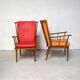 Fauteuils « Éventail »  Baumann rouge et jaune orangé années 80