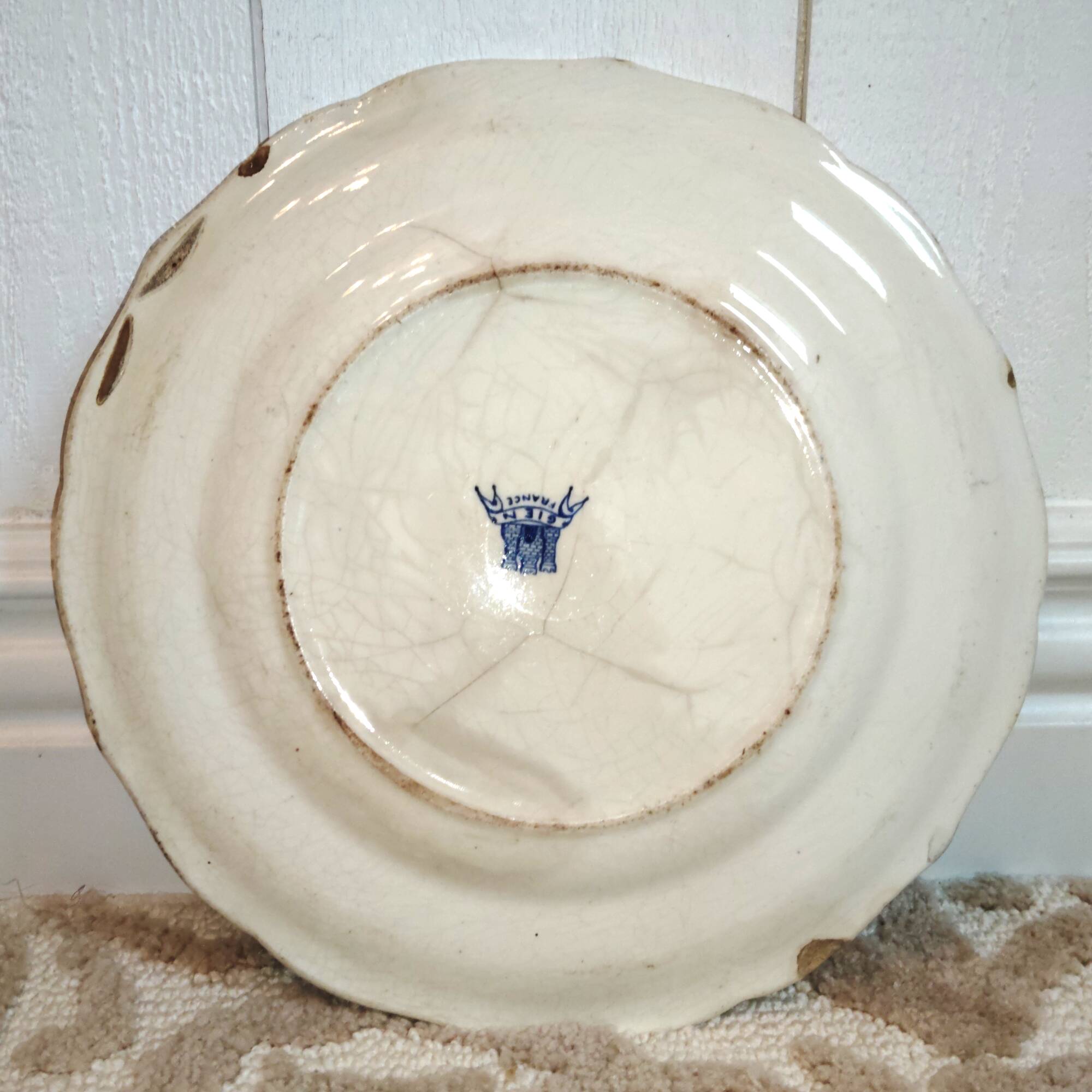 Flat plate in Gien earthenware - Rouen Art Deco motif - 1932