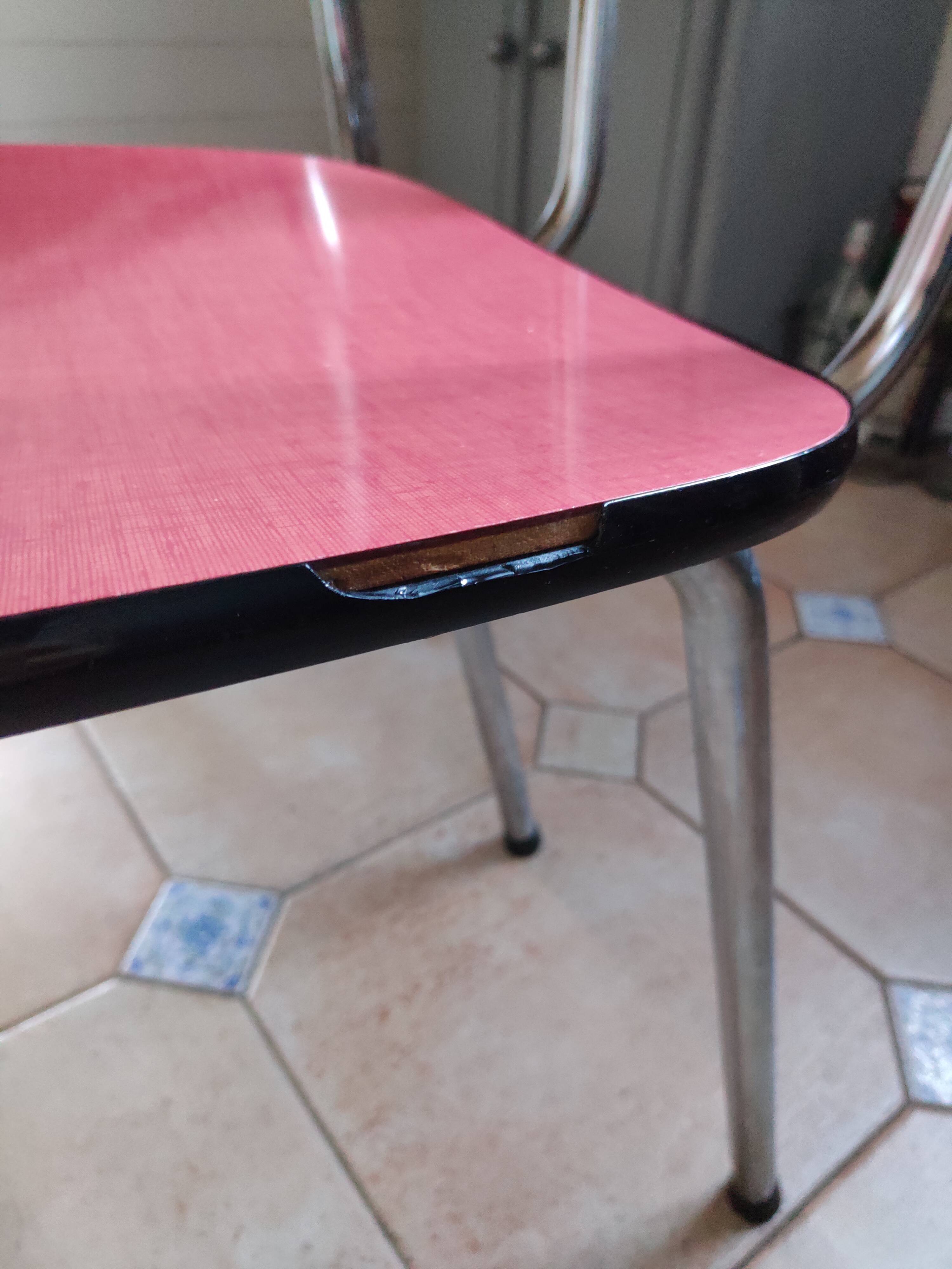 Red vintage formica table and 2 chairs