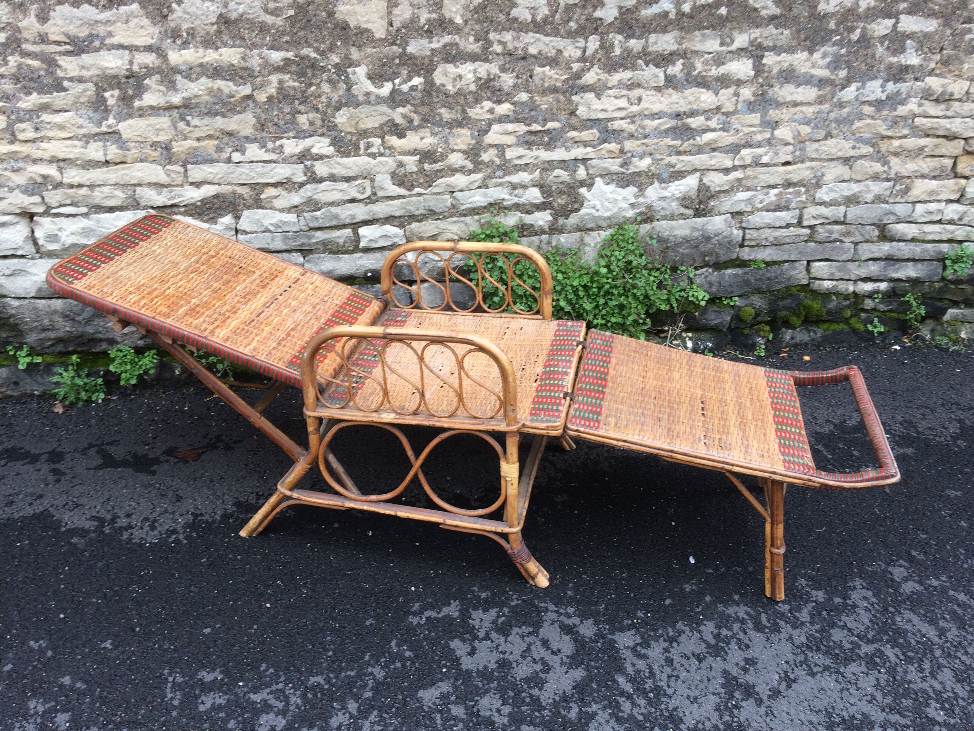 Bamboo rattan long chair