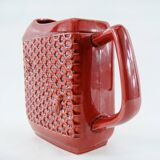 Red ceramic pitcher - bees and honeycombs decor - St Clément France - vintage 60s