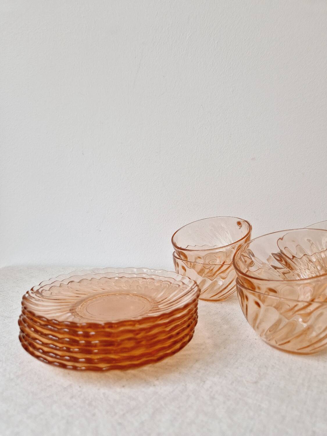 Set of 6 "Rosaline" coffee cups '70s - Arcoroc France vintage