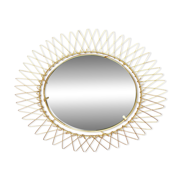 Miroir soleil vintage des années 50 en métal doré — Beyit