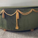 Green velvet chest pouf from the 70s