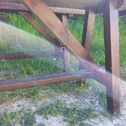Pair of rustic antique long benches in solid wood – 195 cm