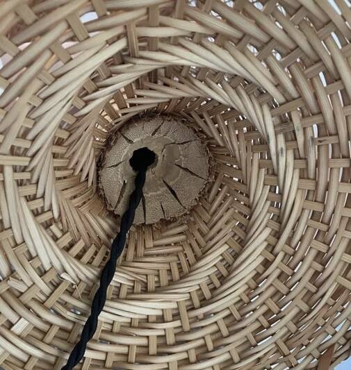 XXL mushroom lamp in woven rattan from the 70s