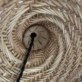 XXL mushroom lamp in woven rattan from the 70s