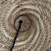 Lampe champignon XXL en rotin tressé années 70