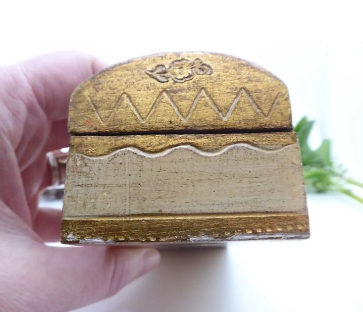 Florentine wooden stamp box, vintage Italy