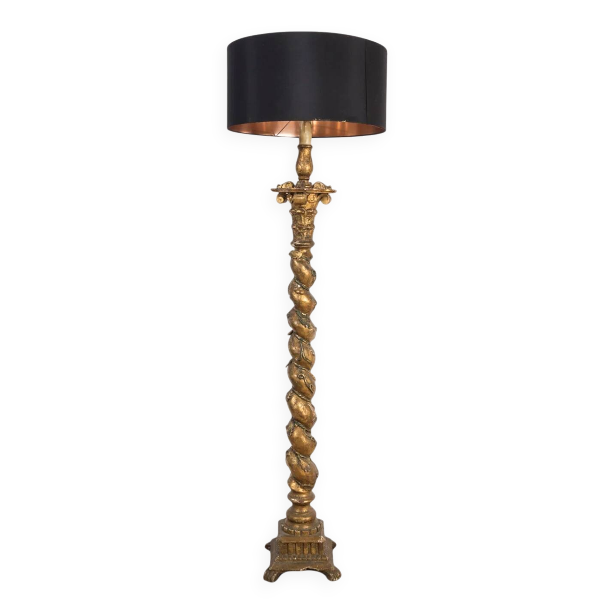 Antique Italian gilt wood standing floor lamp