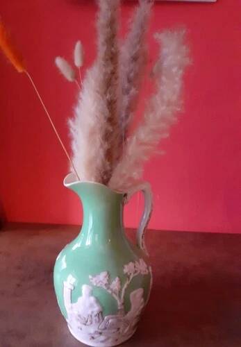 Green ceramic jug