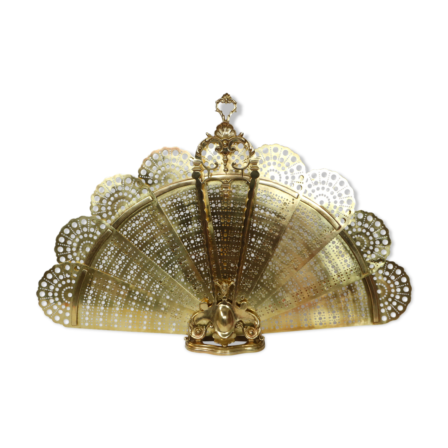 Fireplace peacock tail effect vintage, brass