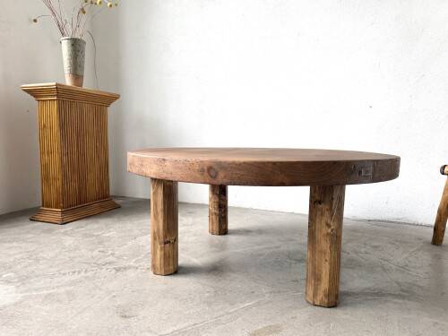 Round brutalist coffee table from the 1950s.