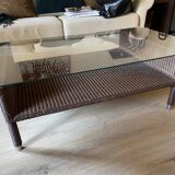 Coffee table rattan wicker glass