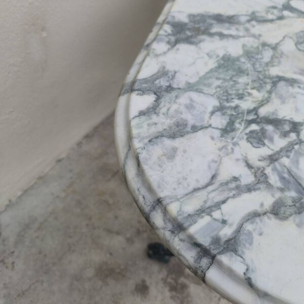 Table de bistrot restaurant en fonte et marbre ancienne -1m40