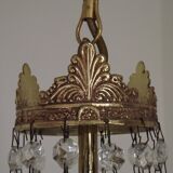 French Empire Style Bronze Single Montgolfier Crystal Basket Chandelier