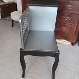 Black and grey solid wooden bench