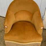Pair of golden velvet toad armchairs 1970