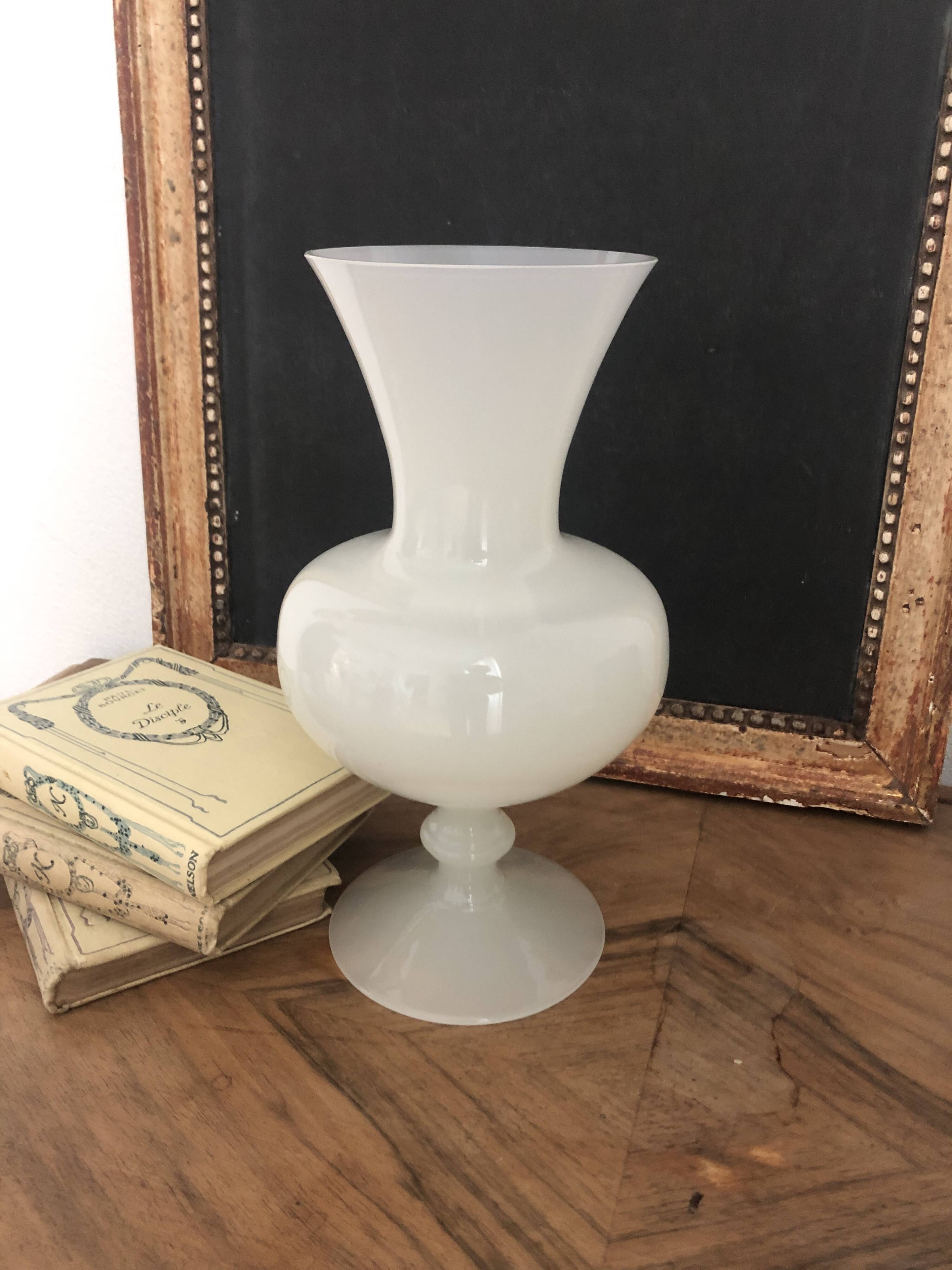 white opaline vase