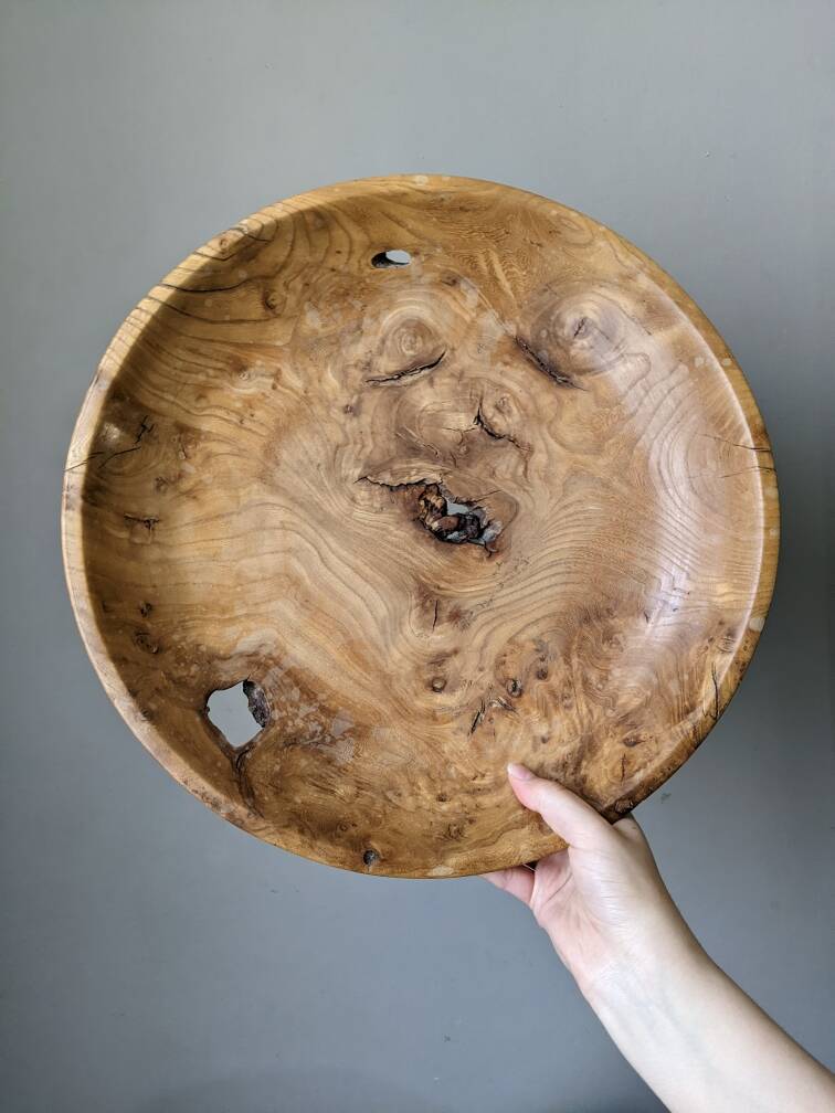 Coupe en bois d'olivier plat ancien artisanal slow décoration campagne