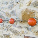 Space Age Chrome and Wood Wall Coat Rack 1970s