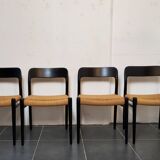 Niels Møller model 75 chair, black, Scandinavian, vintage 1960s.