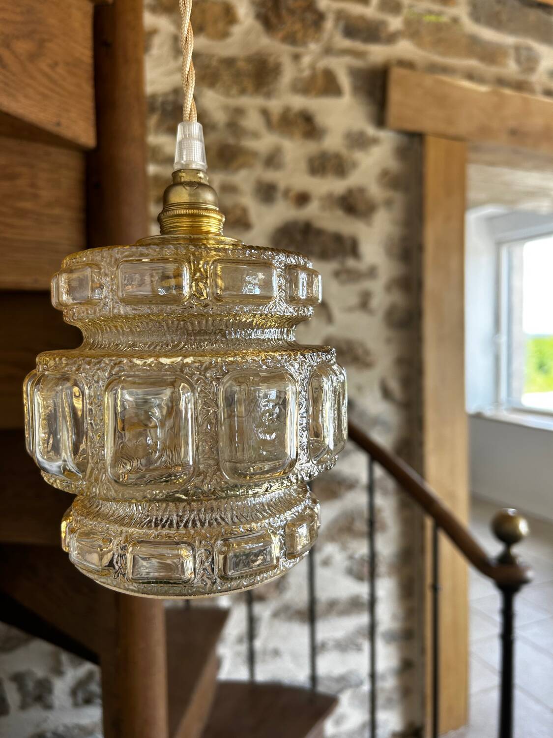 Modern glass globe pendant light from the 60s