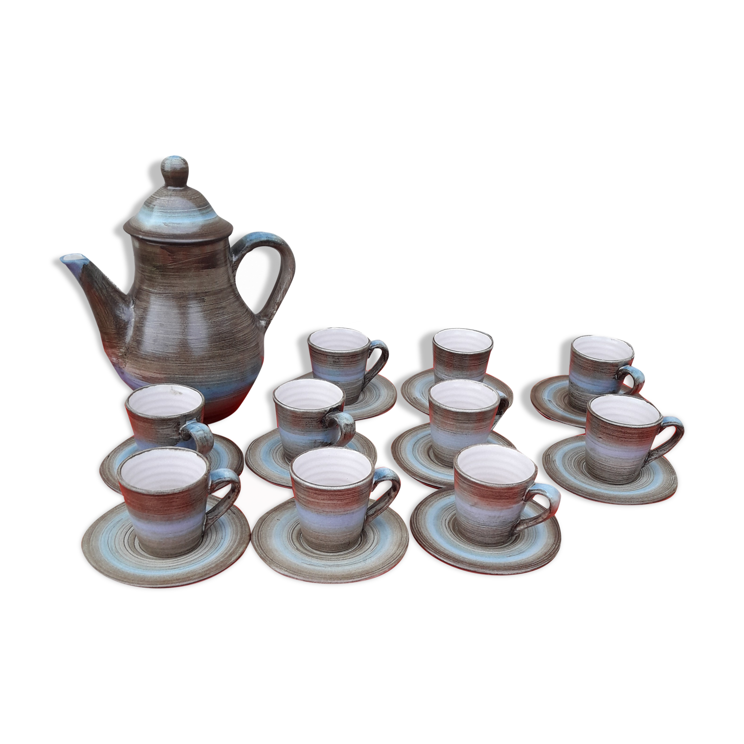 Coffee service in longchamp sandstone grey and brown 10 people