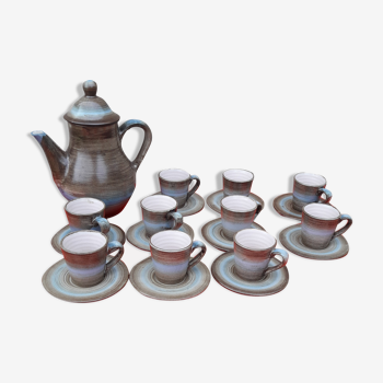 Coffee service in longchamp sandstone grey and brown 10 people