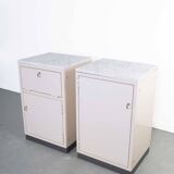 Set industrial cabinets with marble top.