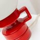 Vintage ceramic table lamp, Italy, 1970s - Red with white glass shade - Mid-century design