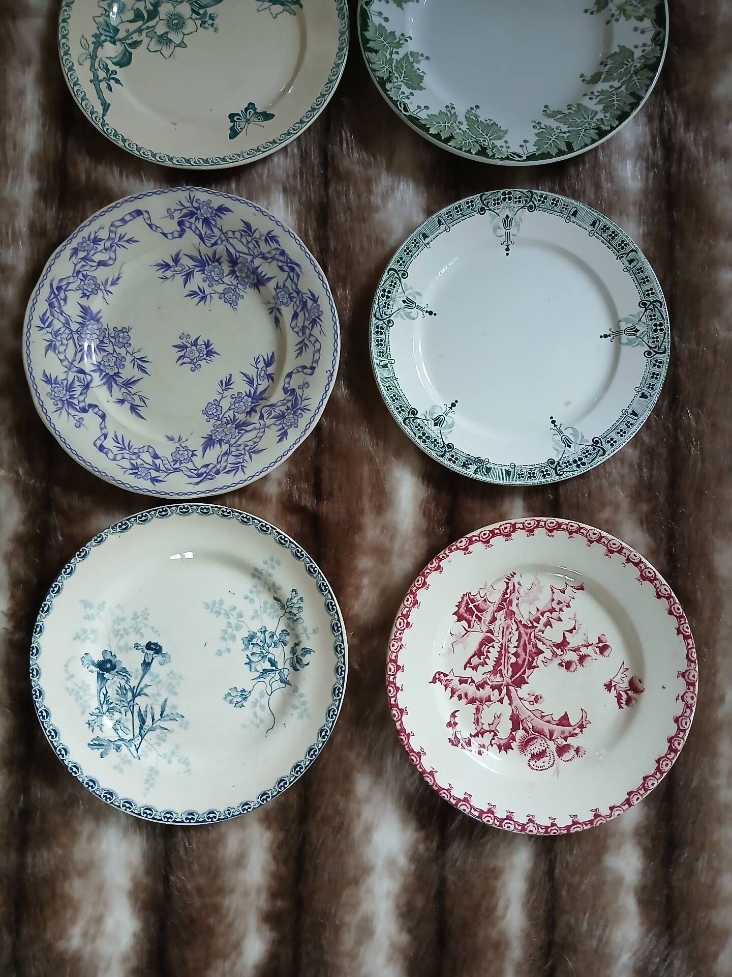 10 antique flat plates in ironstone
