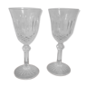 2 white wine glasses Cristal d'Arques, cut diamonds