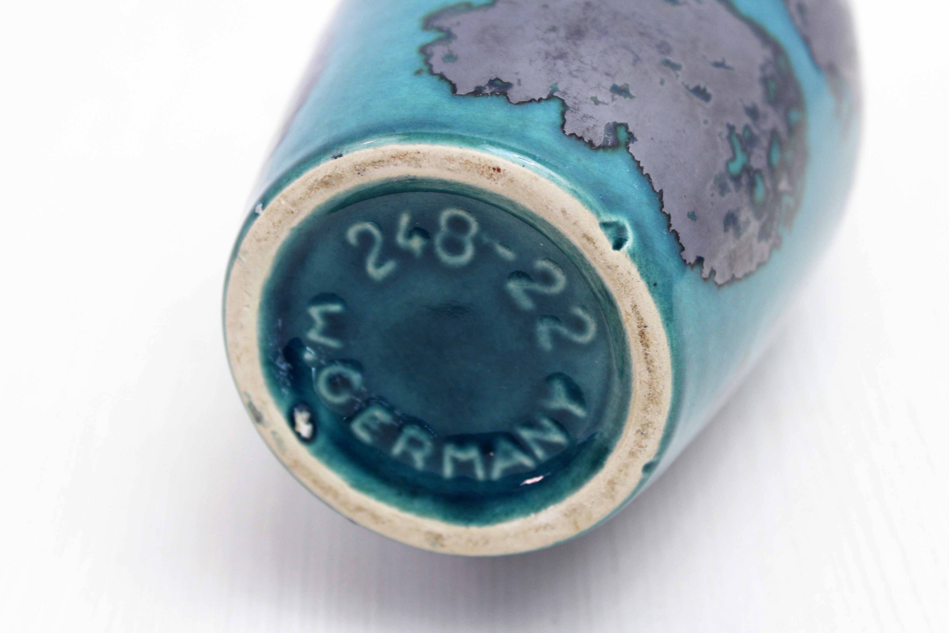 Vintage ceramic vase with enamel and glaze