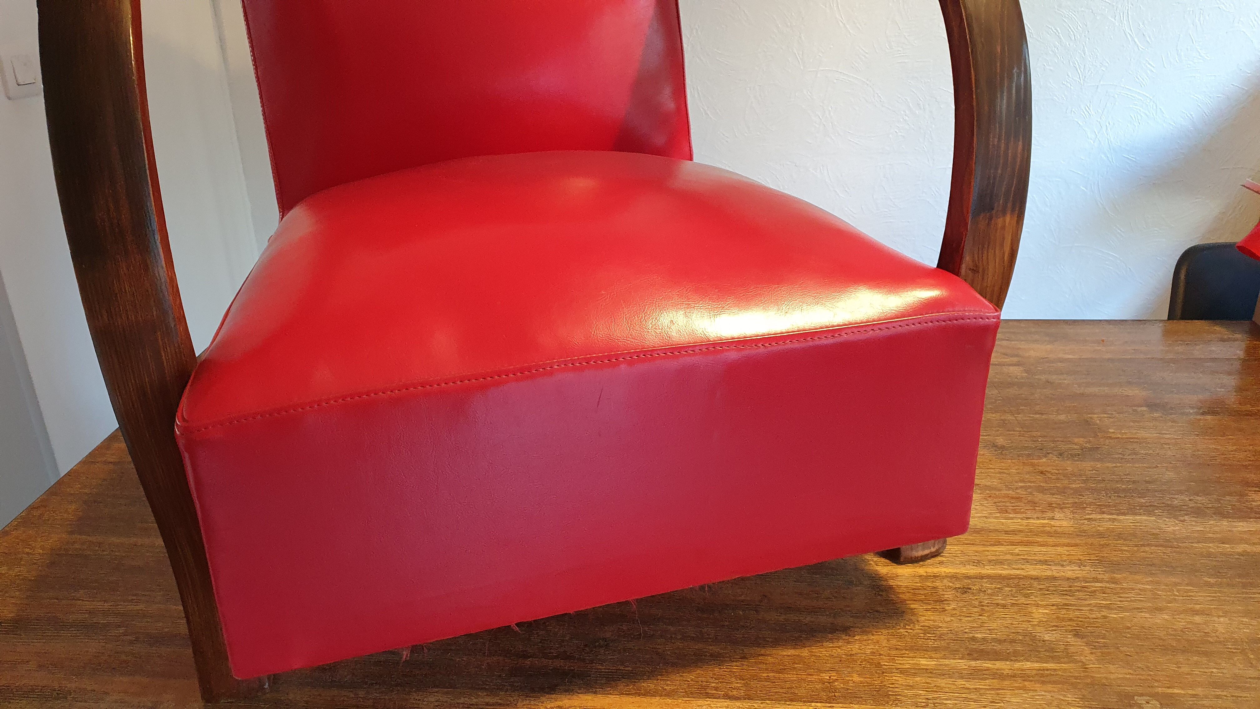 Armchair art deco skaï red