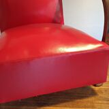 Armchair art deco skaï red