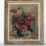 Tableau avec cadre huile sur toile nature morte