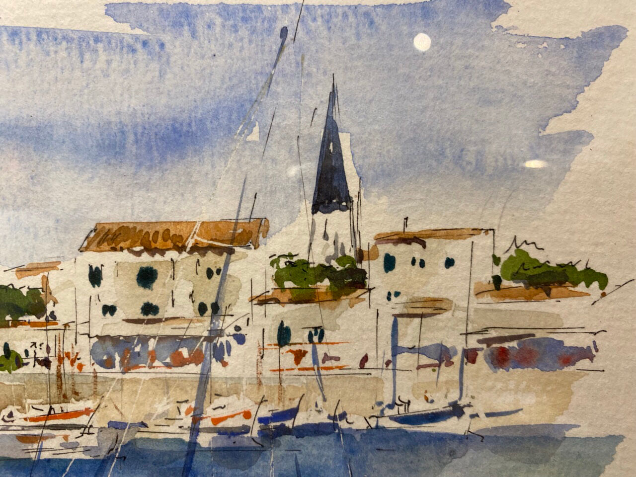 Painting, watercolor, Navy, signed and dated XX century