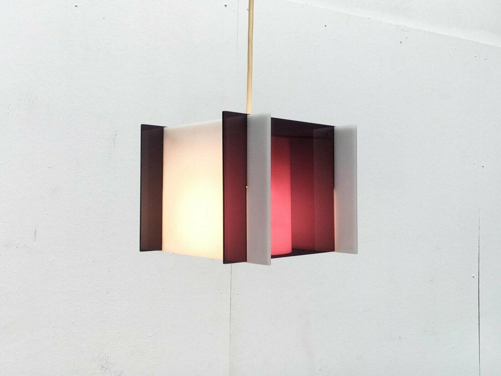 Mid-century space style acrylic cube pendant lamp, 1960s