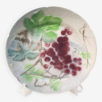 Decorative Plate Barbotine St Clément Made In France Vintage Grape Pattern