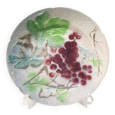Assiette Décoratif Barbotine St Clément Made In France Motif Raisin Vintage