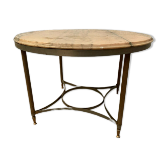 Louis XVI style pedestal table in brass and marble XX century