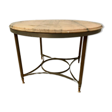 Louis XVI style pedestal table in brass and marble XX century