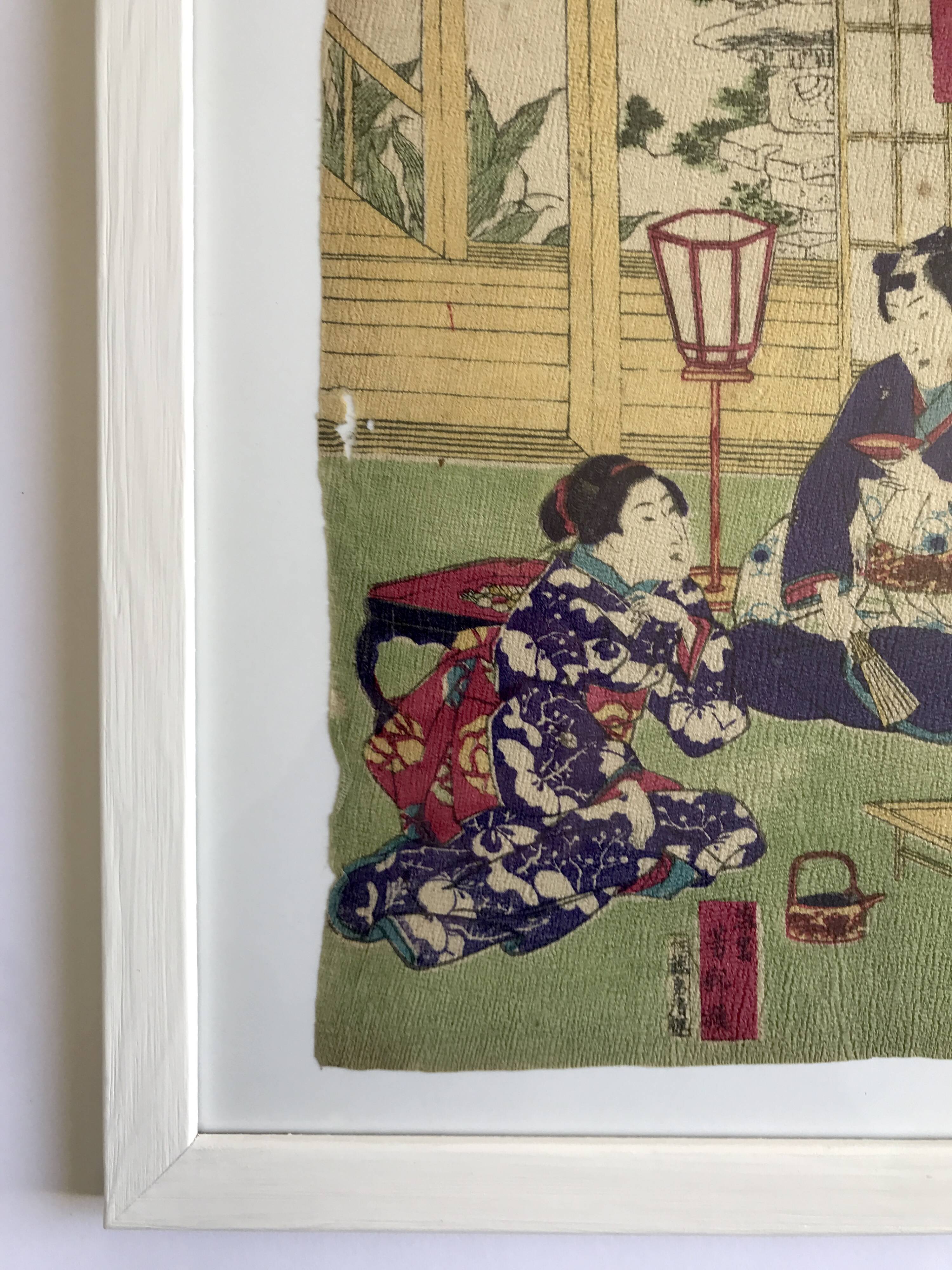 The Fisherman & Tea Ceremony. Duo of Japanese prints on rice paper.