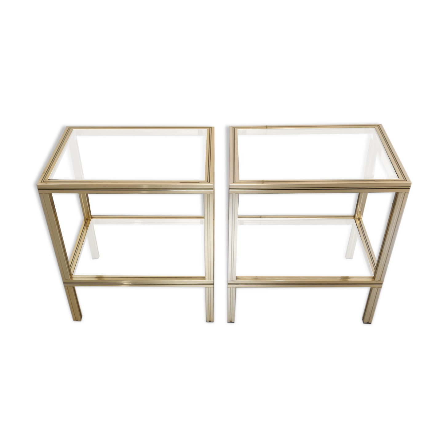 Pair gold Pierre Vandel side tables