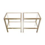 Pair gold Pierre Vandel side tables