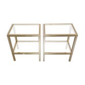 Paire de tables d’appoint Pierre Vandel dorées
