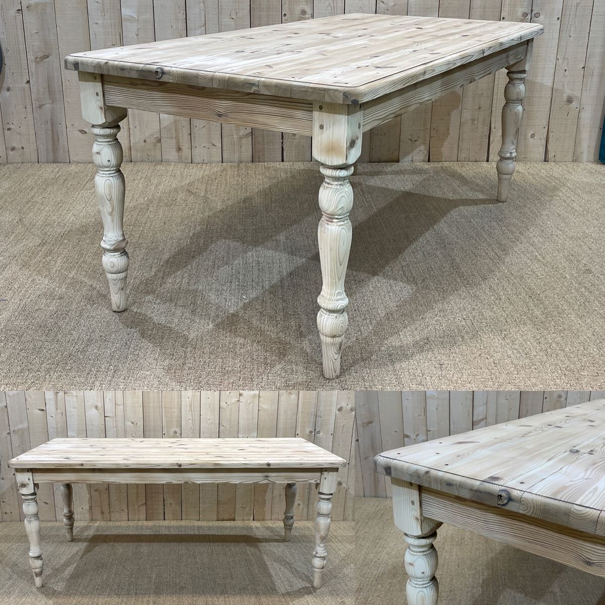 English farmhouse table of the twentieth century in raw fir