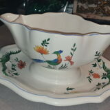 Sauce boat gien décor birds of paradise
