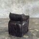 Stool, tabouret or low Japanese-style armchair in brutalist monoxyle radica.